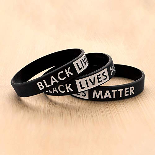 Cooluckday Black Lives Matter Bracelet Silicone I Can't Breathe Bracelet Wristband Bracelets Black Rubber Bangle Bracelet 10 Pcs