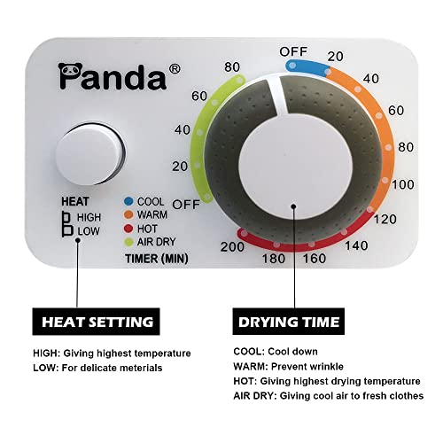 Panda 110V Electric Portable Compact Laundry Clothes Dryer, 1.5 cu.ft, Stainless Steel Drum Black and White, PAN725SF