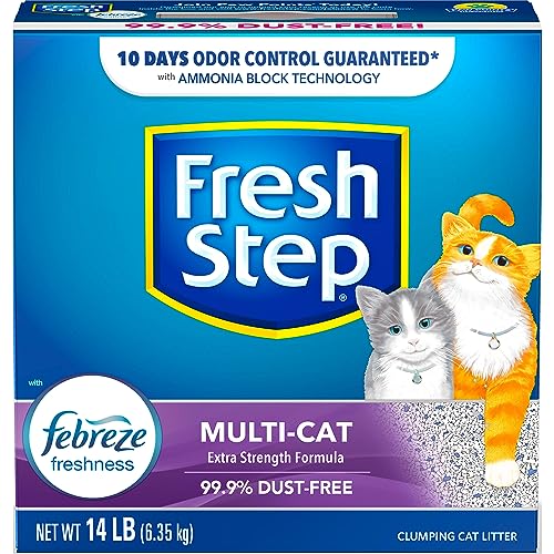 Fresh Step Multi-Cat Extra Strength Scented Litter with the Power of Febreze, Clumping Cat Litter,Gray, 14 Pounds (Package May Vary)