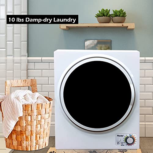Panda 110V Electric Portable Compact Laundry Clothes Dryer, 1.5 cu.ft, Stainless Steel Drum Black and White, PAN725SF