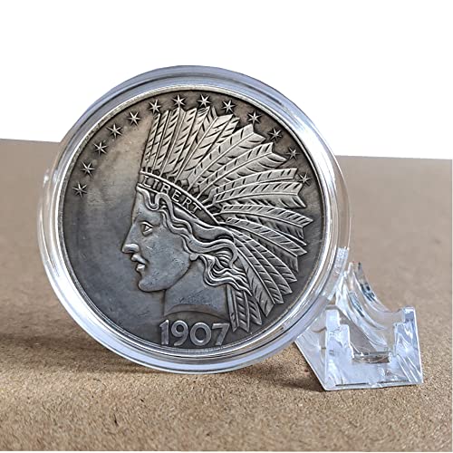 1907 Morgan Indian Head Ten Dollars Coin,Great American Commemorative Old Coins, Uncirculated Morgan Dollars,Discover History of USA Coins for Collectors (Silver)