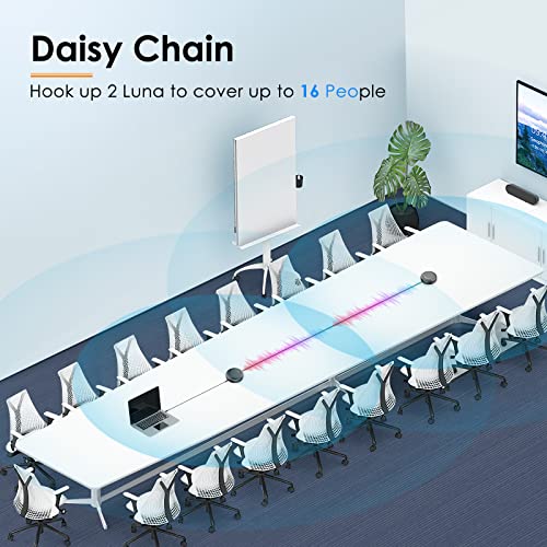 Bluetooth Speakerphone  eMeet Luna Updated AI Noise Reduction Algorithm Featured, Daisy Chain, USB Conference Speaker Phone w/Dongle for Home Office, 360° Voice Pickup for up to 8 People