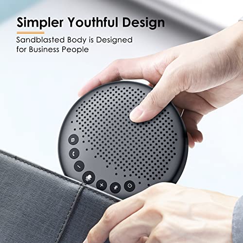 Bluetooth Speakerphone  eMeet Luna Updated AI Noise Reduction Algorithm Featured, Daisy Chain, USB Conference Speaker Phone w/Dongle for Home Office, 360° Voice Pickup for up to 8 People