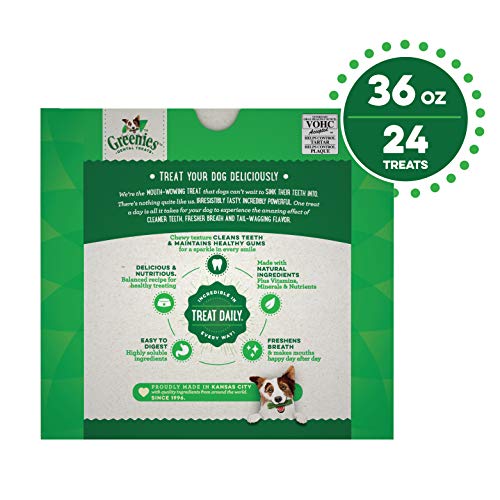 GREENIES Original Large Natural Dog Dental Care Chews Oral Health Dog Treats, 36 oz. Pack (24 Treats)