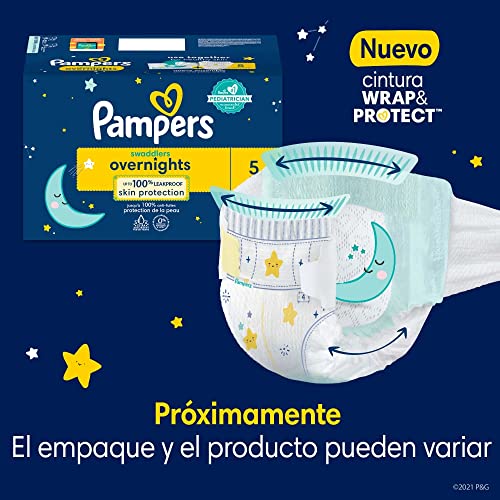 Pampers Diapers Size 5, 50 Count - Swaddlers Overnights Disposable Baby Diapers, Super Pack (Packaging May Vary)