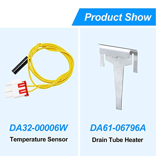 DA61-06796A Clip Drain Evaporator for Samsung Refrigerator Defrost Drain Clip AP5579885,with Defrost Temp Sensor DA32-0006W,Refrigerator Defrost Sensor DA32-00006S