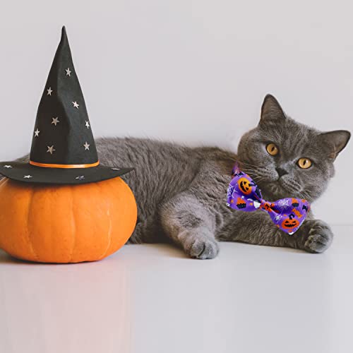 Pohshido Halloween Cat Collar with Bell, Kitty Kitten Holiday Bow tie Collar Breakaway 2 Pack for Girl and Boys Male Female