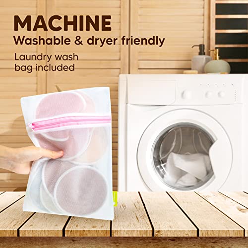 Reusable Nursing Pads for Breastfeeding - 4-Layers Organic Bamboo Nursing Pads - Breastfeeding Pads - Washable Breast Pads - Natural Bamboo Maternity Pads, Nipplecovers (Lovelle, Large 4.8")