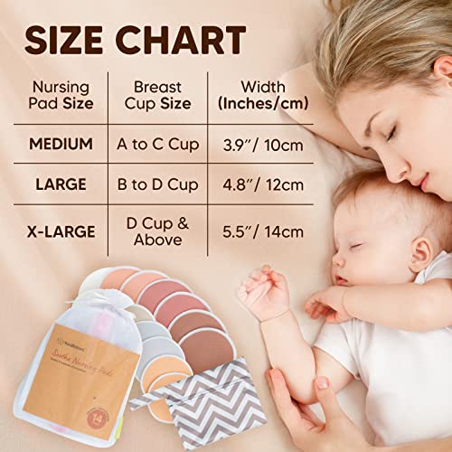 Reusable Nursing Pads for Breastfeeding - 4-Layers Organic Bamboo Nursing Pads - Breastfeeding Pads - Washable Breast Pads - Natural Bamboo Maternity Pads, Nipplecovers (Lovelle, Large 4.8")