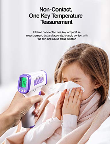 Infrared Thermometer for Adults, Non Contact Forehead Thermometer with Fever Alarm, Accurate Reading and Memory Function, Babies, Children, and The Elderly & Surface of Objects Use
