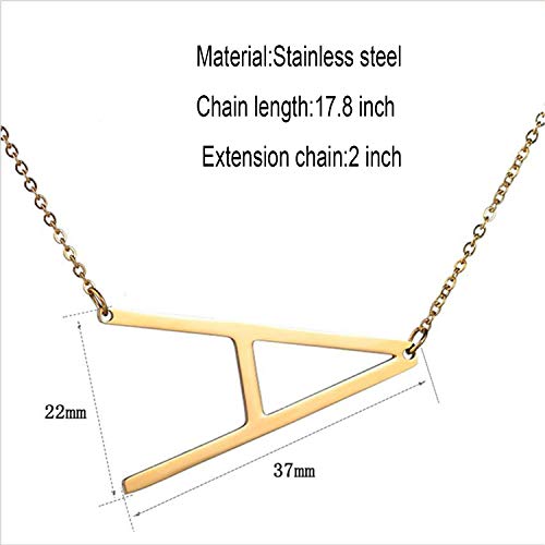 MOMOL Sideways Initial Necklace 18K Gold Plated Stainless Steel Large Big Letter A Pendant Necklace Script Name Monogram Necklaces for Women (A)