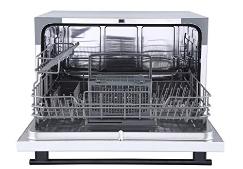 Farberware FCD06ASWWHC Countertop Dishwasher, 6 Piece, Glass Door White