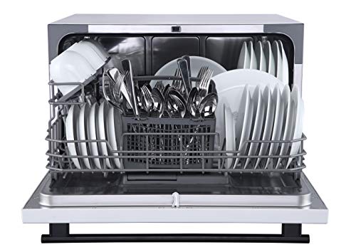 Farberware FCD06ASWWHC Countertop Dishwasher, 6 Piece, Glass Door White