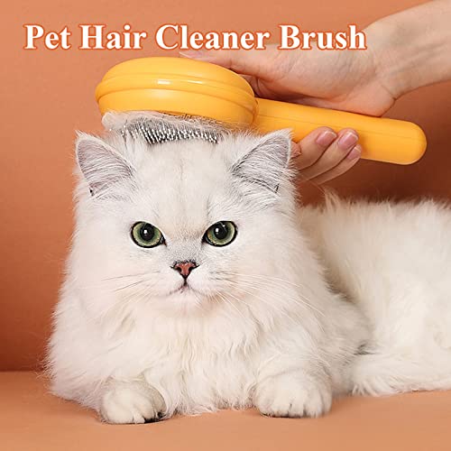 Yellow Pet Hair Cleaner Brush for Cats and Dogs