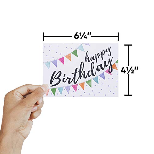 Spark Ink Birthday Cards Assortment (50 pcs). Happy Birthday Greeting Card for Kids & Adults. Bulk Pack Includes 4 X 6 inch Unique Bday Cards & Envelopes