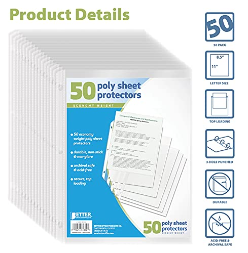 Better Office Sheet Protectors, 50 Pack