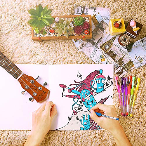 Glitter Gel Pens, 100 Color Glitter Pen Set, 30% More Ink Neon Glitter Coloring Marker for Adult Coloring Books Bullet Journaling Crafting Doodling Drawing