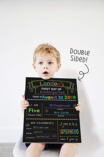 First Day and Last Day School Chalkboard - Back to School Sign 1st Day School Stats Photo Prop