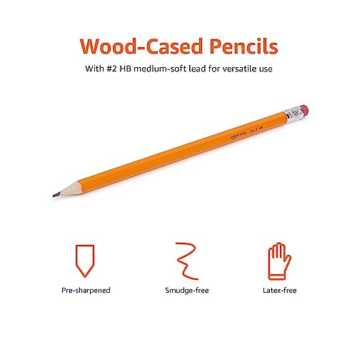 Amazon Basics Woodcased #2 Pencils, Pre-sharpened, HB Lead - Box of 150, Bulk Box