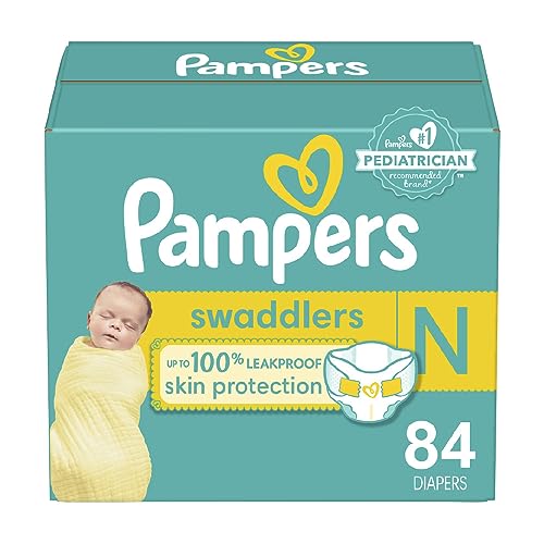Diapers Newborn/Size 0 (< 10 lb), 84 Count - Pampers Swaddlers Disposable Baby Diapers, Super Pack