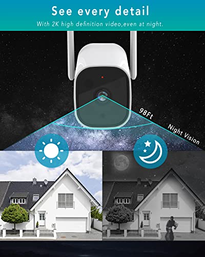 Outdoor Security Camera - DEKCO 1080p Pan Rotating 180Â° Wired WiFi Cameras for Home Security with Two-Way Audio, Night Vision, 2.4G WiFi, IP65, Motion Detection Alarm (2 Pack)