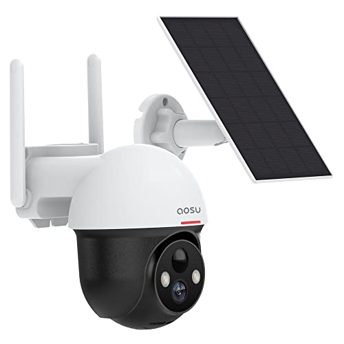 2K Security Camera Wireless Outdoor, Solar Powered 2.4G WiFi 360Â° View Pan Tilt Strobe Light/ Spotlight Home Security System with Motion Detection and Siren, Two-Way Audio, IP65, Clear Night Vision