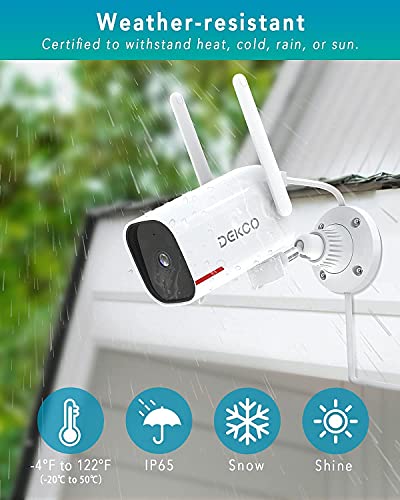 Outdoor Security Camera - DEKCO 1080p Pan Rotating 180Â° Wired WiFi Cameras for Home Security with Two-Way Audio, Night Vision, 2.4G WiFi, IP65, Motion Detection Alarm (2 Pack)
