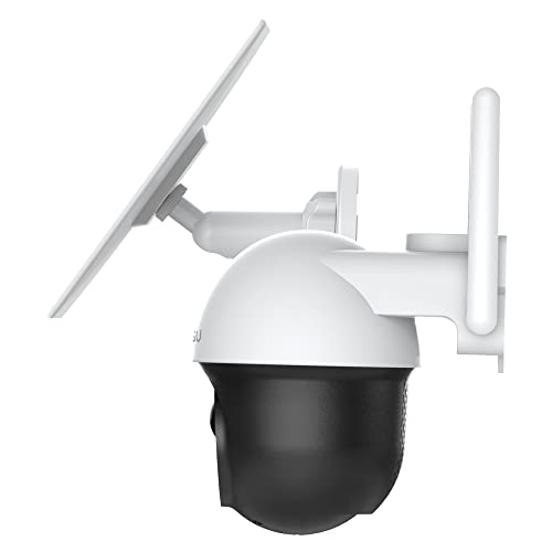 2K Security Camera Wireless Outdoor, Solar Powered 2.4G WiFi 360Â° View Pan Tilt Strobe Light/ Spotlight Home Security System with Motion Detection and Siren, Two-Way Audio, IP65, Clear Night Vision