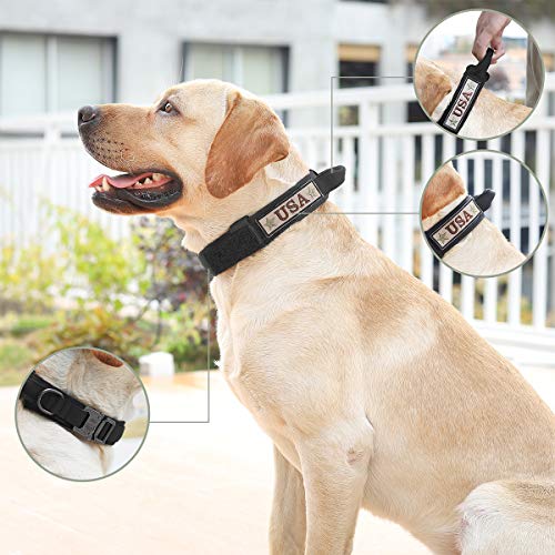 Tactical Dog Collar for Medium and Large Dogsï¼Adjustable Military Training Collar with Handle and Heavy Metal Buckle, Nylon K9 Collar