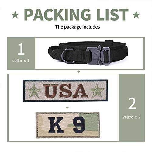 Tactical Dog Collar for Medium and Large Dogsï¼Adjustable Military Training Collar with Handle and Heavy Metal Buckle, Nylon K9 Collar
