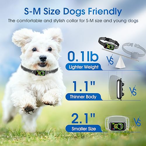Dog Bark Collar, Bark Collar for Small Medium Mini Dogs, Small No Shock Anti Barking Training Collar, Automatic Stop Barking Collar with 4 Adjustable Modes Beep Vibration and 7 Sensitivity