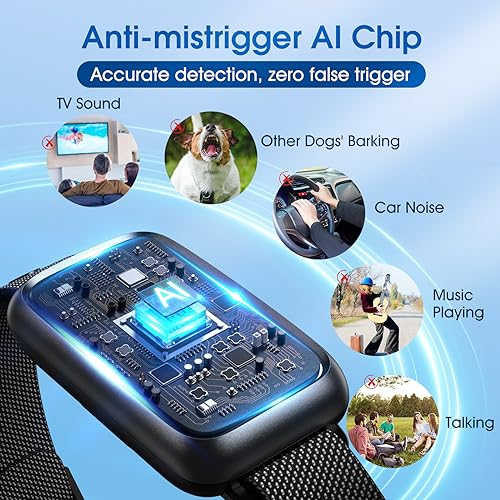 Dog Bark Collar, Bark Collar for Small Medium Mini Dogs, Small No Shock Anti Barking Training Collar, Automatic Stop Barking Collar with 4 Adjustable Modes Beep Vibration and 7 Sensitivity