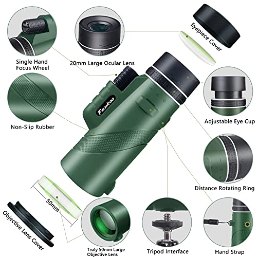 Pankoo 40X60 Monocular Telescope with Smartphone Holder & Tripod, 2021 Power Prism Compact Monoculars for Adults Kids HD Monocular Scope for Bird Watching Hunting Hiking Concert Travelling