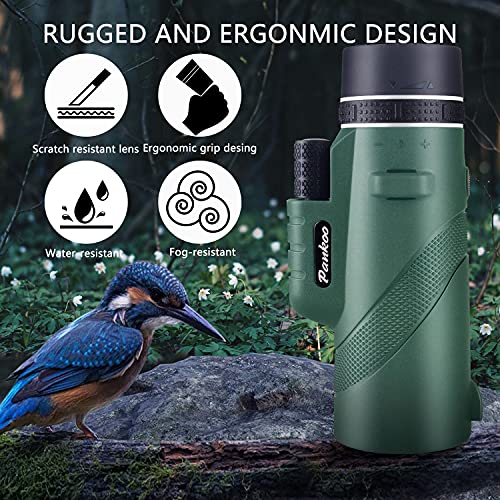 Pankoo 40X60 Monocular Telescope with Smartphone Holder & Tripod, 2021 Power Prism Compact Monoculars for Adults Kids HD Monocular Scope for Bird Watching Hunting Hiking Concert Travelling