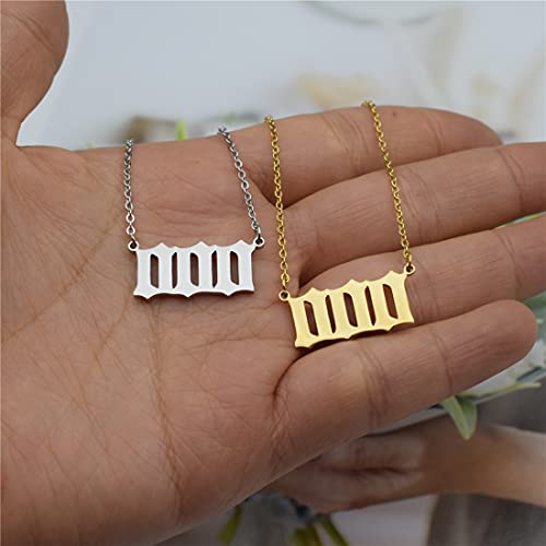 Angel Number Necklace For Women, Gold Plated Dainty 111 222 333 444 555 666 777 888 999 Pendants Choker Chain Numerology Jewelry (000-Gold)
