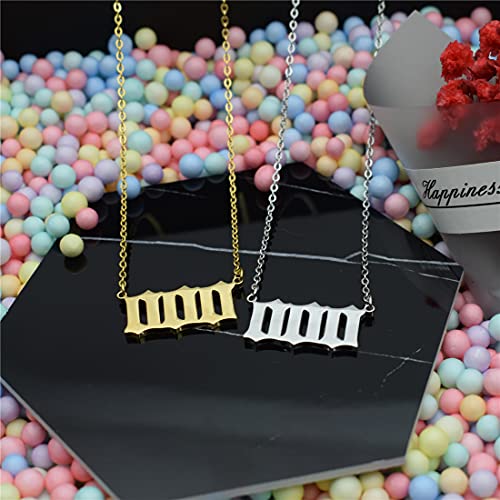 Angel Number Necklace For Women, Gold Plated Dainty 111 222 333 444 555 666 777 888 999 Pendants Choker Chain Numerology Jewelry (000-Gold)