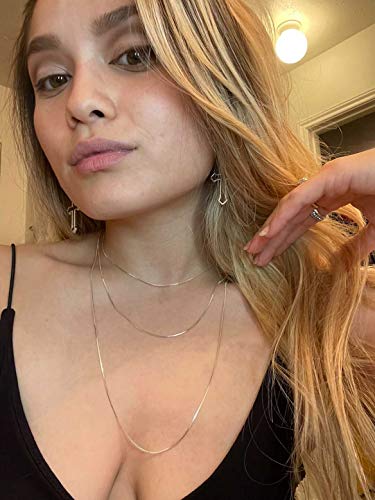 NAG.HC 925 Sterling Silver Chain 0.8MM Delicate Box Chain - Italian Necklace Chain Gold and Silver- Tiny&Thin&Strong -Friendly Price & Quality (16", Silver)