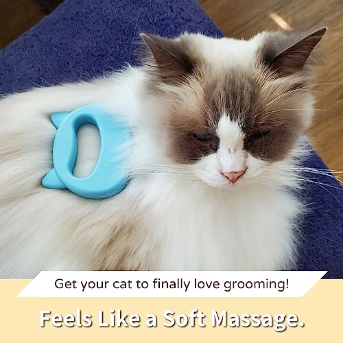 Leo's Paw The Original Pet Hair Removal Massaging Shell Comb Soft Deshedding Brush Grooming and Shedding Matted Fur Remover Dematting tool for Long and Short Hair Cat Dog Puppy Bunny (Blue)