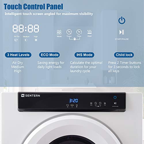Sentern Electric Portable Clothes Dryer, Front Load Compact Tumble Laundry Dryer with Touch Screen Panel (SN-24)