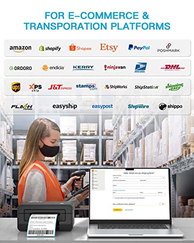 Thermal Label Printer - iDPRT SP410 Thermal Shipping Label Printer, 4x6 Lable Printer, Commercial Direct Thermal Label Maker, Compatible with Shopify, Ebay, Amazon &Etsy, Support Multiple Systems