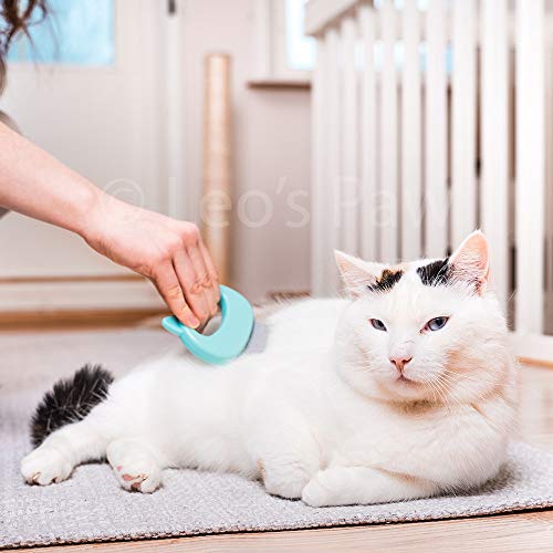 Leo's Paw The Original Pet Hair Removal Massaging Shell Comb Soft Deshedding Brush Grooming and Shedding Matted Fur Remover Dematting tool for Long and Short Hair Cat Dog Puppy Bunny (Blue)