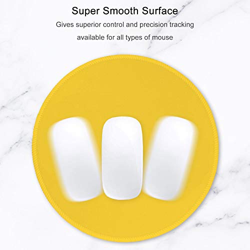 Hsurbtra Mouse Pad, Premium-Textured Small Round Mousepad 8.7 x 8.7 Inch Yellow, Stitched Edge Anti-slip Waterproof Rubber Mouse Mat, Pretty Cute Mouse Pad for Office Home Gaming Laptop Men Women Kids
