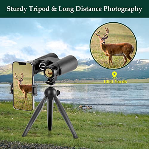 12x42 Powerful Binoculars with Clear Weak Light Vision - Lightweight (1.1 lbs.) Binoculars for Birds Watching Hunting Sports - Large Eyepiece Binoculars for Adults with BAK4 FMC Lens