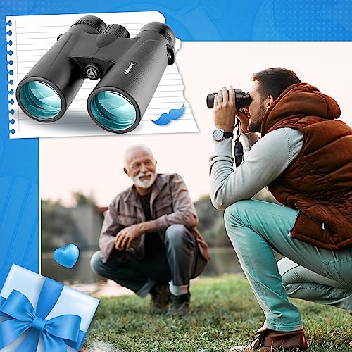 12x42 Powerful Binoculars with Clear Weak Light Vision - Lightweight (1.1 lbs.) Binoculars for Birds Watching Hunting Sports - Large Eyepiece Binoculars for Adults with BAK4 FMC Lens