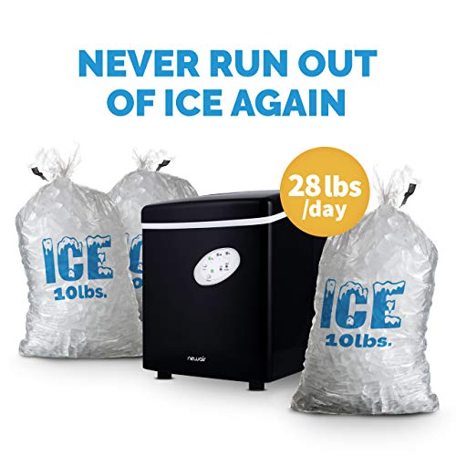 NewAir Portable Ice Maker 28 lb. Daily, Countertop Compact Design, 3 Size Bullet Shaped Ice, AI-100BK, Black