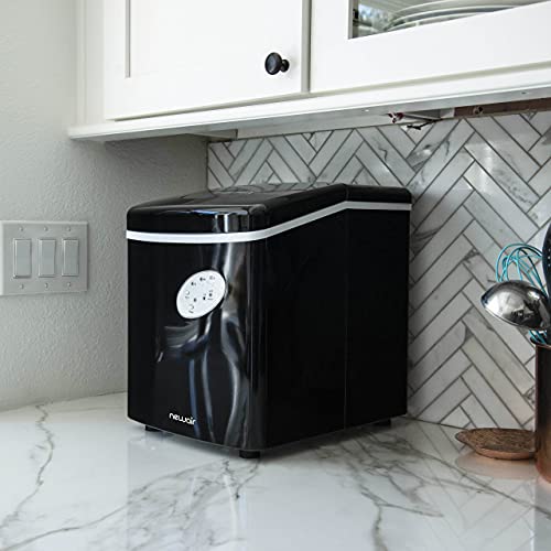 NewAir Portable Ice Maker 28 lb. Daily, Countertop Compact Design, 3 Size Bullet Shaped Ice, AI-100BK, Black