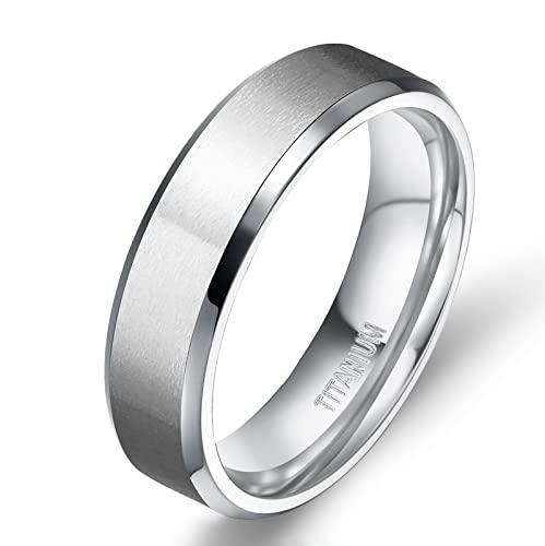 TIGRADE Titanium Rings 4MM 6MM 8MM 10MM Wedding Band in Comfort Fit Matte for Men Women, Silver, 6MM, Size 9