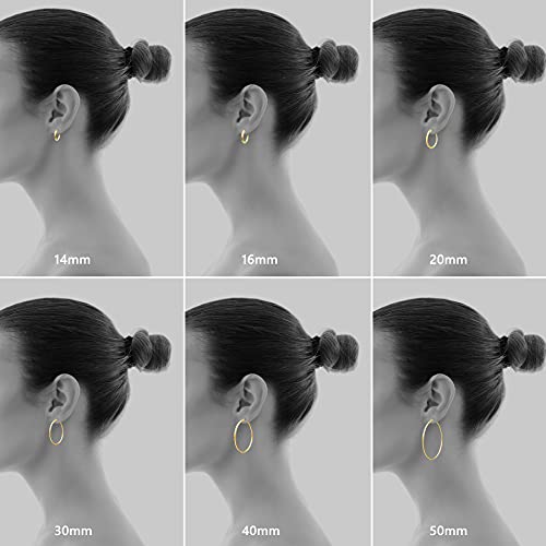 Gacimy Gold Hoop Earrings for Women, 14K Gold Plated Hoops with 925 Sterling Silver Post, Yellow Gold 40mm Medium Hoop Earrings for Women