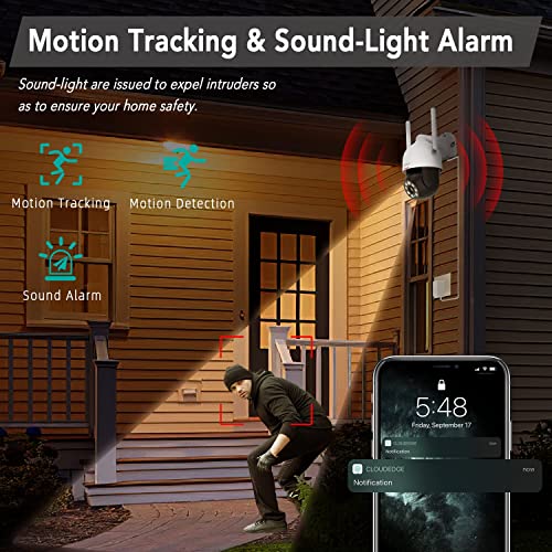 2K Security Camera Outdoor/Home, DEKCO WiFi Outdoor Security Cameras Pan-Tilt 360Â° View, 3MP Dome Surveillance Cameras with Motion Detection and Siren, 2-Way Audio,Full Color Night Vision, Waterproof