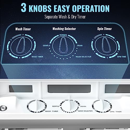 INTERGREAT Portable Washing Machine Mini 17.6 Lbs Compact Washer Machine And Dryer Comboï¼Small Twin Tub Washer with Spin Cycle for Camping, Apartments, Dorms, College Rooms, Rvâs